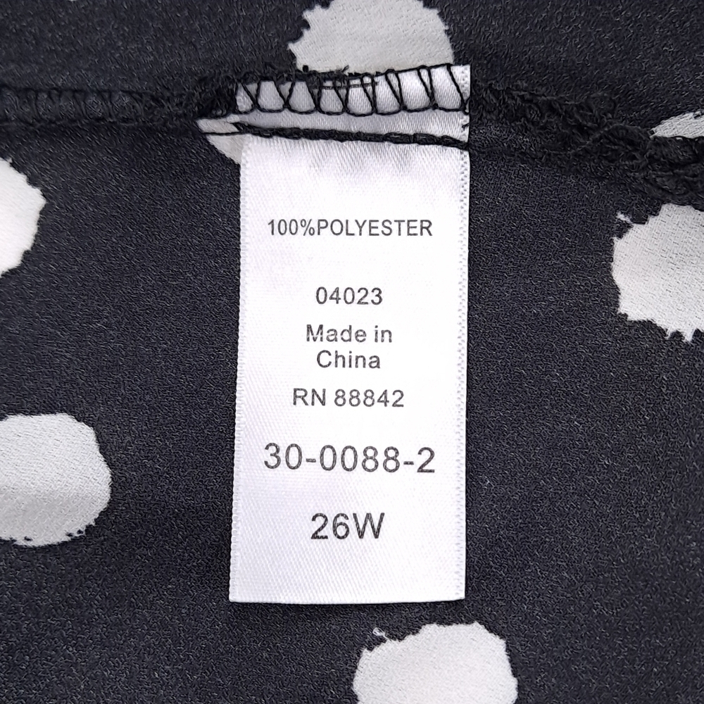 ROAMAN'S Women's Blouse Long Sleeve Button Front Black White Spots Plus - Sz 26W - Picture 9 of 10
